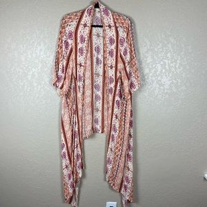 Altar’d State boho orange and white open front kimono